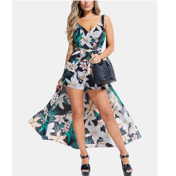 New GUESS Women’s Floral Sleeveless V Neck Party Romper SZ 4 - Picture 1 of 1
